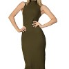 Slickblue Women's Sleeveless Maxi Dress, Rib Knit Mock Neck with Slits, Fitted Style, 5 Color Options, Size S-L - 3 of 4