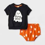 Baby 2pc 'Hey Boo' Sweatshirt & Shorts Set - Cat & Jack™ Black