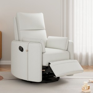 Whisen Upholstered Swivel Recliner with Removable Pillows - Beige - 1 of 4
