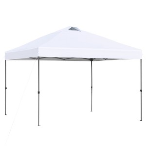 Outsunny 10' x 10' Pop Up Canopy Event Tent with Center Lift Hook Design, 3-Level Adjustable Height, Top Vent Window Design and Easy Move Roller Bag - 1 of 4