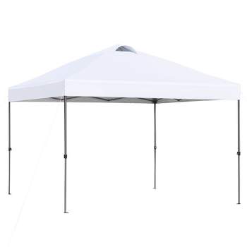Outsunny 10' x 10' Pop Up Canopy Event Tent with Center Lift Hook Design, 3-Level Adjustable Height, Top Vent Window Design and Easy Move Roller Bag