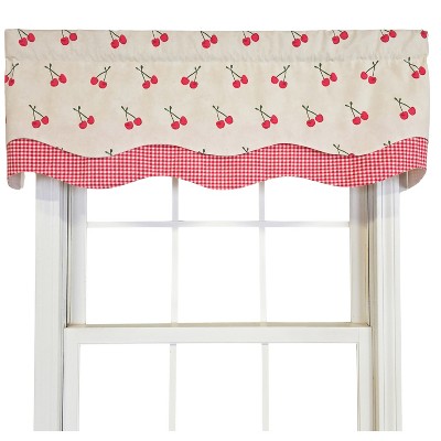 RLF Home 100% Cotton Cherry Dance Glory  Fully lined Windows Rod Pocket Valance 50" x 16"  Red