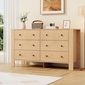 6 Drawer Dresser for Bedroom, Modern Wide Dresser Organizer with Storage Drawers, Wooden Chests of Drawers - 1 of 4