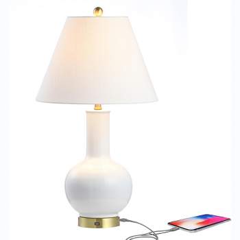 JONATHAN Y Han Ceramic/Iron Contemporary USB Charging LED Table Lamp