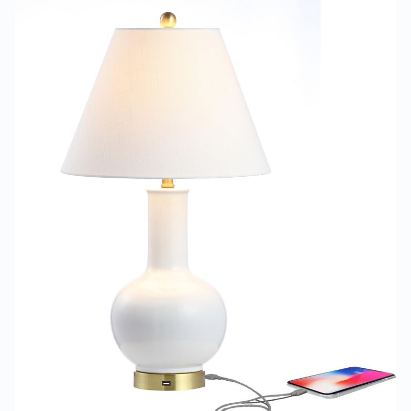 JONATHAN Y Han Ceramic/Iron Contemporary USB Charging LED Table Lamp, 1 of 6