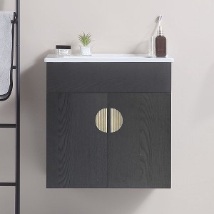 NicBex Floating Wall Mounted Bathroom Vanity with Sink,Bathroom Sink Vanity with 2 Soft Close Cabinet Doors,24"/20" Bathroom Sink Cabinet,White/Black - 1 of 4