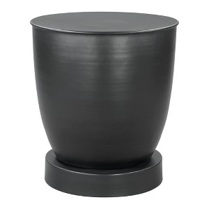 HomeRoots 20" Black Iron Round Pedestal End Table - 1 of 4