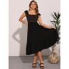 INSPIRE CHIC Women's Boho Square Neck Ruffle Trim Flowy Smocked Midi Sundresses - 4 of 4