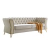 Modern Velvet 3-Seater Sofa with Gold Metal Accents - 2 of 4