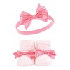 Hudson Baby Infant Girl Headband and Socks Giftset, Pink Lilac, One Size - 4 of 4