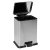 Honey-Can-Do 58L Rectangular Step Trash Can: Stainless Steel Pedal-Operated Garbage Can with Lid, Silver - 2 of 4