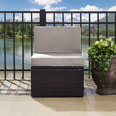 Palm Harbor Gray Outdoor Wicker Center Chair with Steel Frame