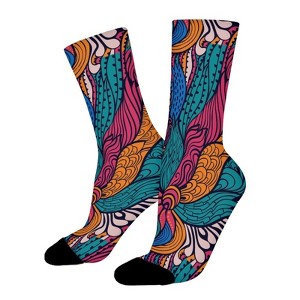 Trendy Namaste Pattern Women Printed Crew Socks Funny Funky Socks Soft Polyester Novelty Gifts for Artists Men - 1 of 1
