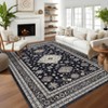 Indoor Vintage Medallion Printed Area Rugs for Living Room Retro Decor Thin Washable Non Slip Low Pile Soft Carpet for Bedroom - 2 of 4