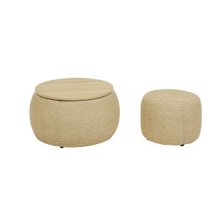 NicBex Modern Round Storage Ottoman Set of 2 Small Footstools with Panel Top for Bedroom and Living Room - 1 of 4