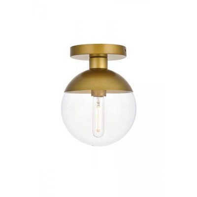 Elegant Lighting Eclipse 1 Light Brass Flush Mount With Clear Glass