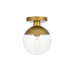 Elegant Lighting Eclipse 1 Light Brass Flush Mount With Clear Glass - 1 of 4