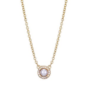 Adornia 14k Gold Plated Freshwater Pearl CZ Halo Necklace - 1 of 4
