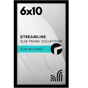 Americanflat 6x10 Picture Frame with Shatter-Resistant Glass - Streamline Collection - Thin Border Picture Frame for Tabletop and Wall Display - Black - 1 of 4