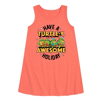Girls' - Teenage Mutant Ninja Turtles - Turtley Awesome Group Graphic Sleeveless Aline Dress