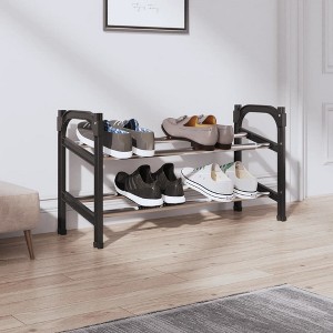 vidaXL Extendable Shoe Rack with 2 Shelves 46.9 in.x9.4 in.x14.6 in. - 1 of 4