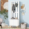 Vynxaria Hall Trees: 70.8-Inch Modern Luxury 4-in-1 White Entryway Bench with Gold Hooks and Fluted Doors - 2 of 4