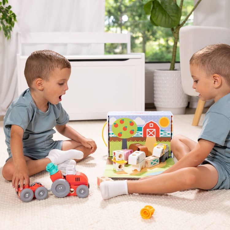 Melissa & Doug Blockables Farm Snap And Play, Mix And Match Connectable Wooden Building Blocks Play Set - 56Pc, 2 of 9