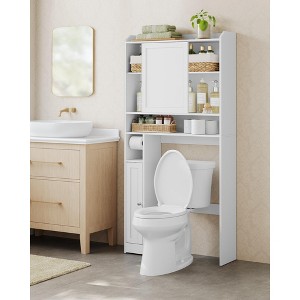 VASAGLE Over The Toilet Storage Shelf, Bathroom Storage Cabinet with Sliding Door, Adjustable Shelves, Toilet Paper Holder, Space-Saving, Modern - 1 of 4