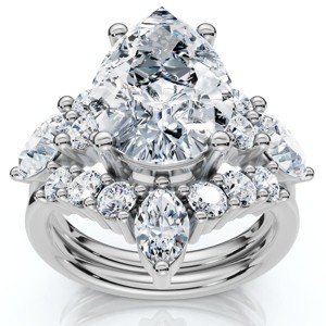 Pompeii3 Certified 2.90Ct Pear Diamond Engagement Ring Set 14k Gold or Pt Lab Created - 1 of 4
