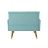 PAGED Modern Accent Chair, Arm Chair with 2 Rolled Pillows and Wood Legs, Button Tufted Reading Chair for Bedroom, Living Room Furniture - 4 of 4