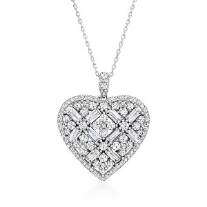 Ross-Simons 4.90 ct. t.w. CZ Heart Pendant Necklace in Sterling Silver Size 18 - 1 of 3