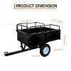 Heavy Duty Dump Cart, 15 Cubic Feet Tow Behind Garden Trailer with Raised Side Rails, Hand Pull or Foot-Release Utility Trailer for Garden, Black - 2 of 4