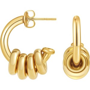 18K Gold & Silver Two-Tone Hoop Earrings – Stainless Steel Hypoallergenic Statement Jewelry for Women - 1 of 4
