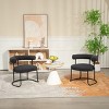 Modern Boucle Curved Backrest Chair Set of 2,Round Upholstered Living Room Chairs,Armless Chairs,Dining Chairs Modern-Cuddlewood - 3 of 4