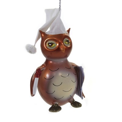 Italian Ornaments 5.0" Night Owl Ornament Italian Sleepy  Bird  -  Tree Ornaments