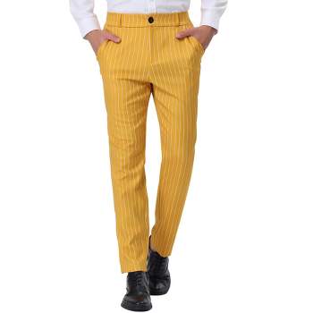 Lars Amadeus Men's Striped Straight Fit Color Block Office Work Suit Trousers