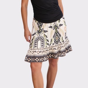 Women's Printed Fit And Flare Skirt - LASCANA - Sand Khaki Ikat