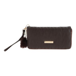 Unique Bargains Rhombus Wristband Plush Pom Zip Coin Purse Wallet 1 Pc - 1 of 4