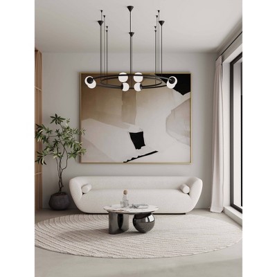 Laurel Round Black Sintered Stone Coffee Table with Stainless Steel Base