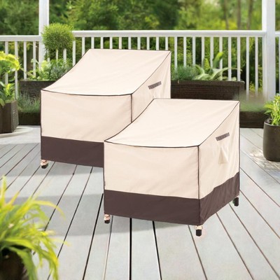 Premium Waterproof Beige and Brown Outdoor Patio Chair Covers, Set of 2