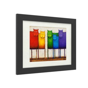 Trademark Fine Art -Daniel Patrick Kessler 'Rainbow Cats' Matted Framed Art - 1 of 4