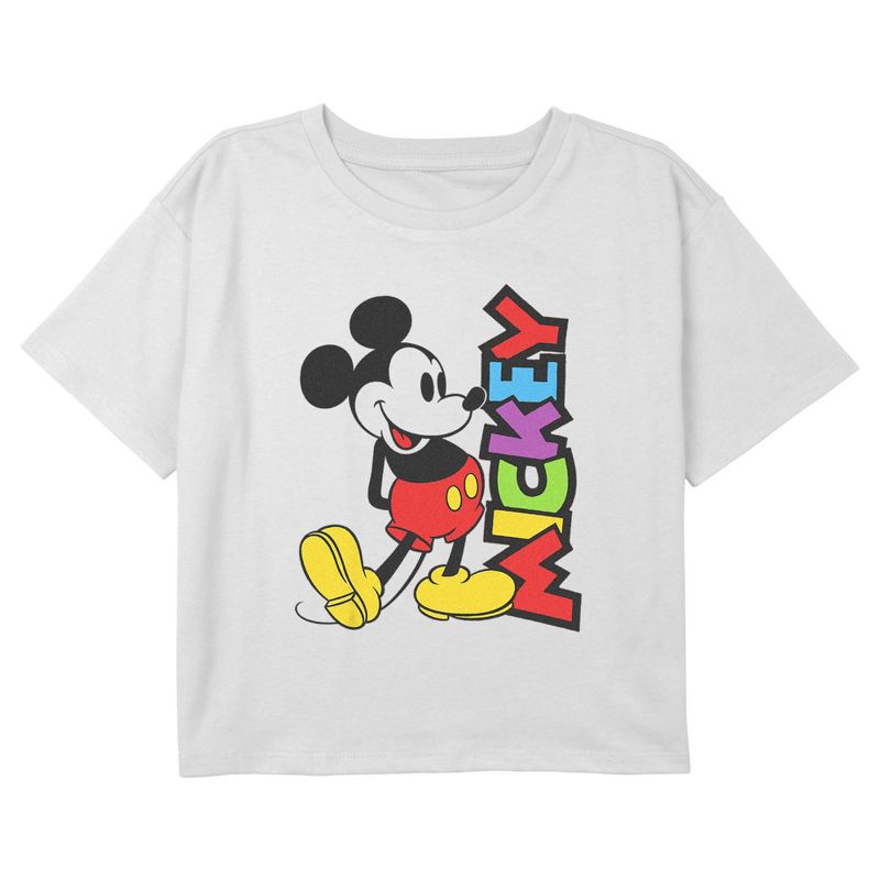 Girl's Mickey & Friends Colorful Character Name T-Shirt, 1 of 4