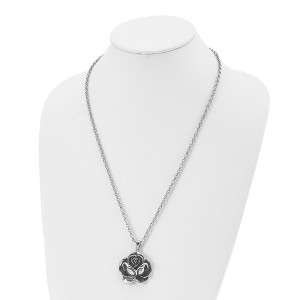 Chisel Stainless Steel Antiqued and Polished Flower Pendant on a 24" Cable Chain Necklace - 1 of 4