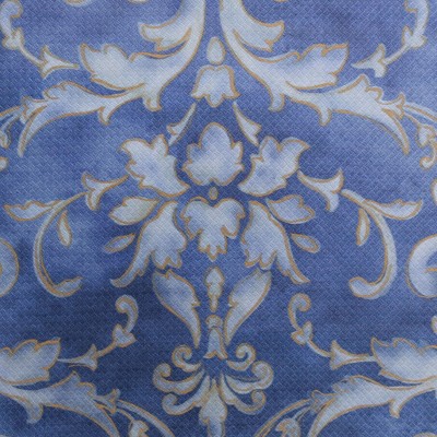 Blue and Gold Watercolor Damask Anti-Fatigue Kitchen Mat, 20" x 36"