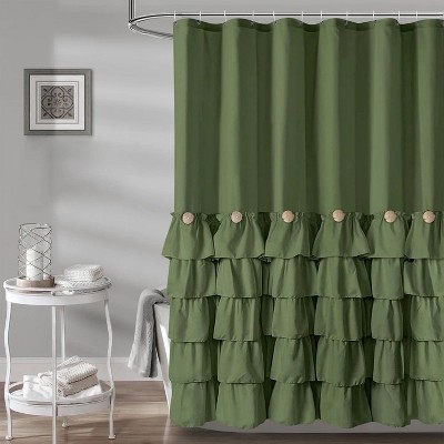 LunaLulinlk Green Shower Curtain Shabby Chic Farmhouse Shower Curtains with 12 Hooks 72'' x 72''