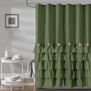 LunaLulinlk Green Shower Curtain Shabby Chic Farmhouse Shower Curtains with 12 Hooks 72'' x 72'' - 1 of 4