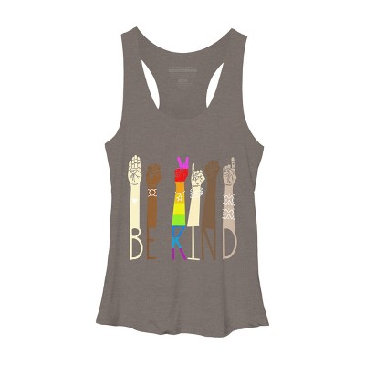 Adult Design By Humans Pride Be Kind Sign Language By Avocato Racerback Tank Top