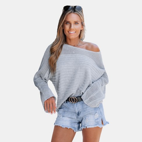 Oversize Cut-Out Sweater - grey