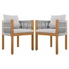 Acacia Wood Outdoor Set of 2 Dining Chairs with Stylish Rope Handles,Waterproof Cushions for Relaxing Patio Meals-The Pop Home - 4 of 4