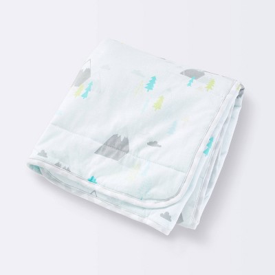 Jersey Knit Reversible Blanket Adventure Awaits - Cloud Island™ - Light Blue